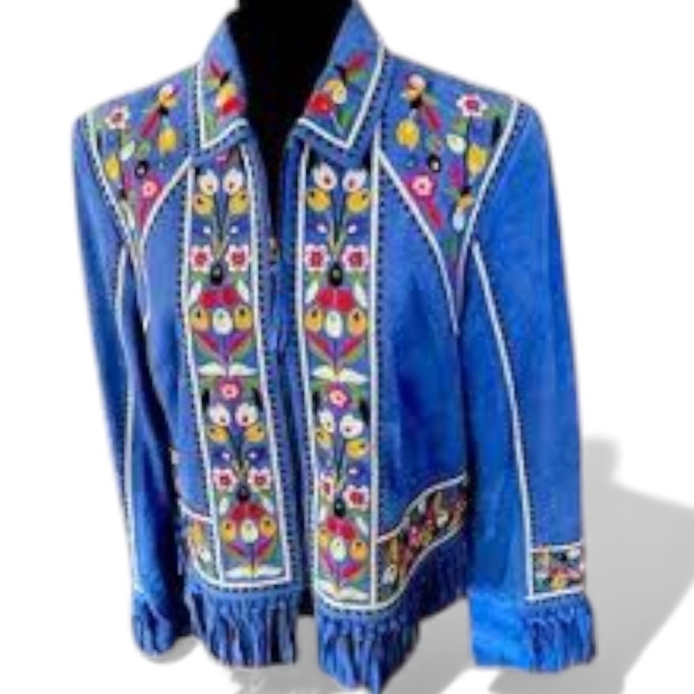 Double D Ranch Justyna heavily embroidered fringed suede jacket NWT - Picture 11 of 12
